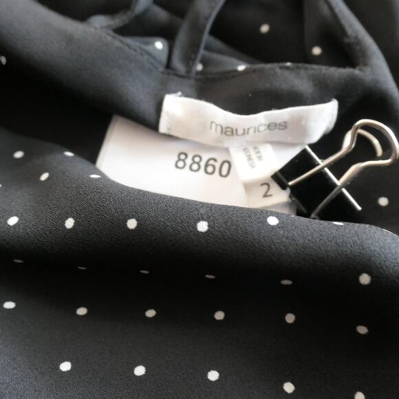 Maurices Tank Top Womens 2X Black White Polka Dot Sleeveless V Neck Lined - Picture 6 of 8